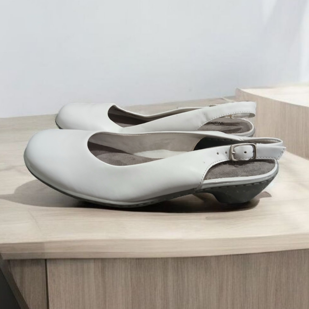 Walking Cradles Classics White Leather Slingback Shoes Womans size 7.5